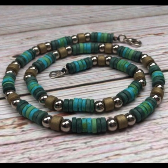 NEW Coconut Shell Coco Heishi Disk Beads & Silver Tone Unisex Necklace Hippie - Picture 9 of 13